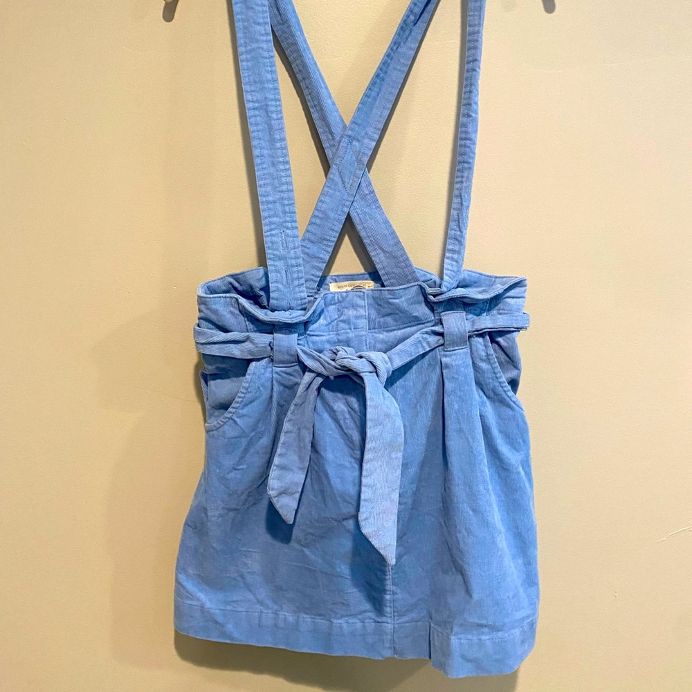 Urban Outfitters sz medium light blue corduroy mini skirt suspenders